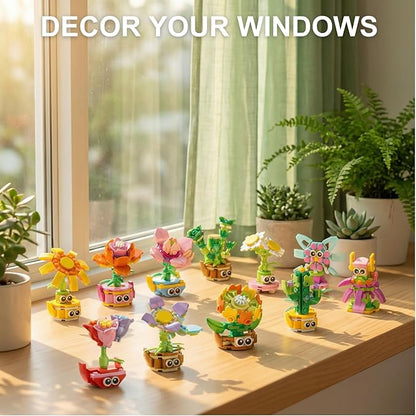 12-in-1 Flower Building Set Botanical Collection Floral Decor Kit Creative STEM Toy Christmas Birthday Easter Gift for Kids Girls Boys 6+ Years Old