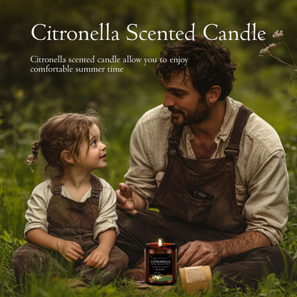 Citronella Candle, Indoor Outdoor Lemongrass Scented Candle，Natural Soy Wax Jar Candle, 50-Hour Burn Time, 7 oz