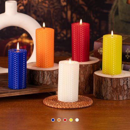 KONNI Beeswax Red Pillar Candles Set of 3, 2"x 4" Unscented Pillar Candles Bulk, 20 Hours Long Burning Candles, Smokeless&Dripless Large Round Candle for Wedding, Decoration, Parties, Spas, Dinner