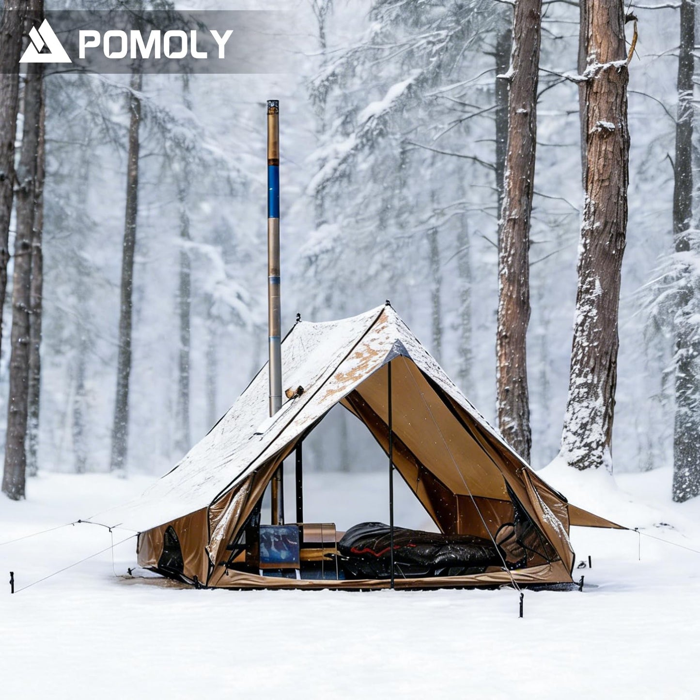 POMOLY Camping Hot Tent Cabin Tent, Chalet 70 Pro Portable Wall Tents with Stove Jack and Two Poles for 2-3 Person Hiking, Backpacking (M)