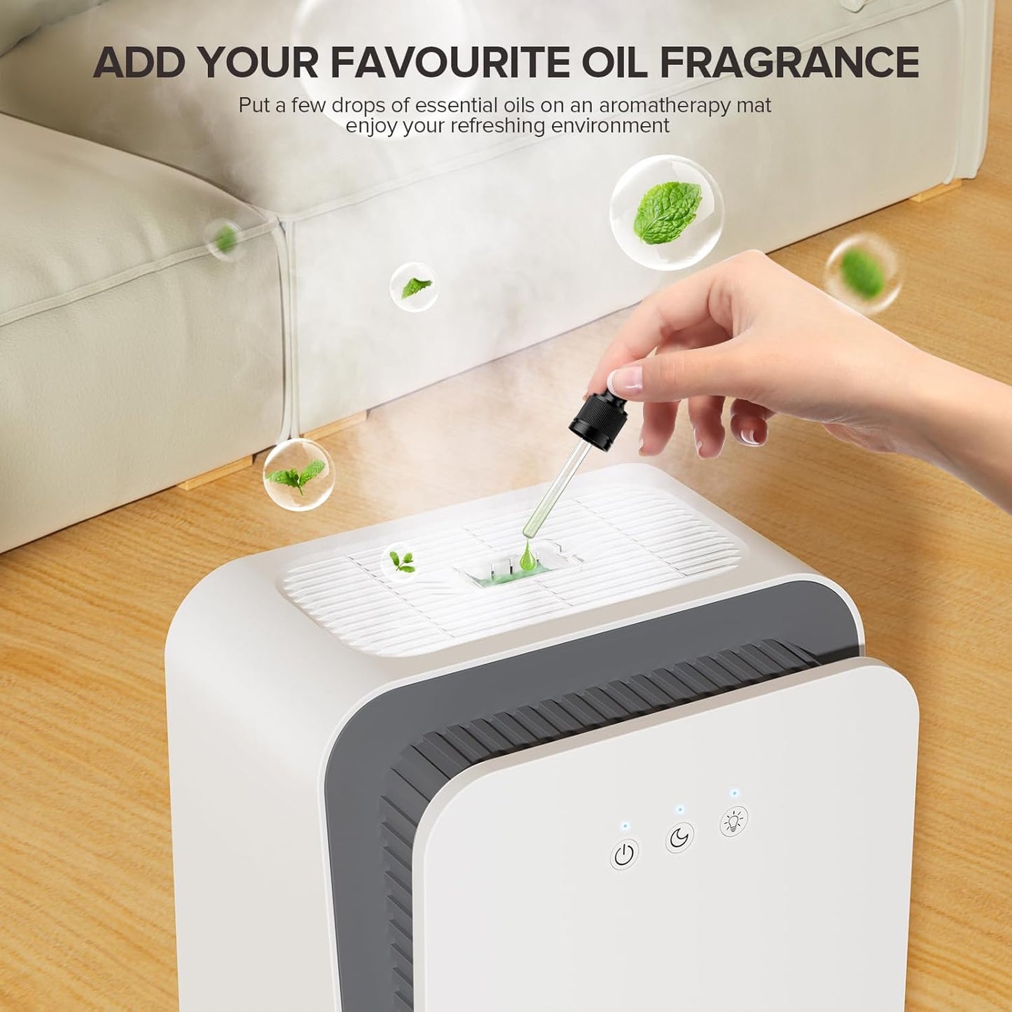Skiennix Dehumidifier | 1000 Sq. Ft. Home & Basement Unit with Auto Shut Off & Aromatherapy Diffuser