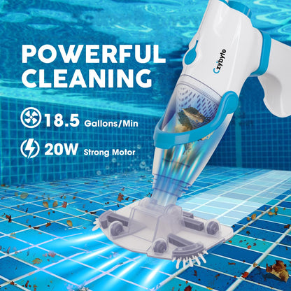 CZYBYTE Handheld Pool Vacuum Cleaner, Rechargeable Pool Bottom Cleaner with Strong Suction, 1 H Runtime,for Above Ground/Inground Pools, Spas and Hot Tubs, White