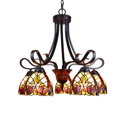 Chloe Lighting Adia Victorian Tiffany-Style Chandelier, 5 Lights, 24in Wide, Dark Bronze, Multicolor Glass, Model CH38632AV24-DD5