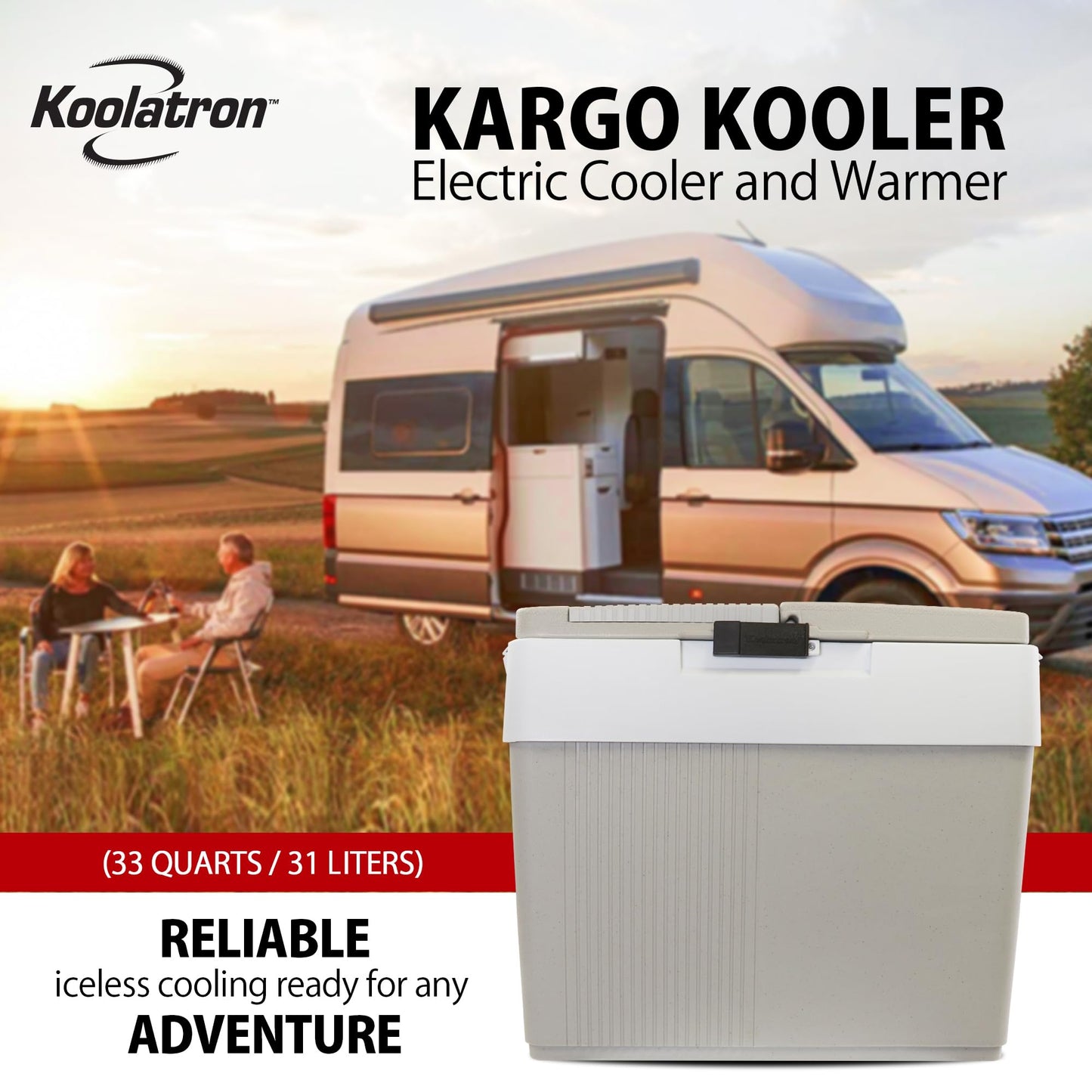 Koolatron 12V Iceless Cooler & Warmer – Portable Electric Cooler/Nevera Portátil Eléctrica for Car Truck Camper Boat, Hard Sided Mini Fridge for Camping Picnic Travel Lunch Food Drinks Office 33 qt