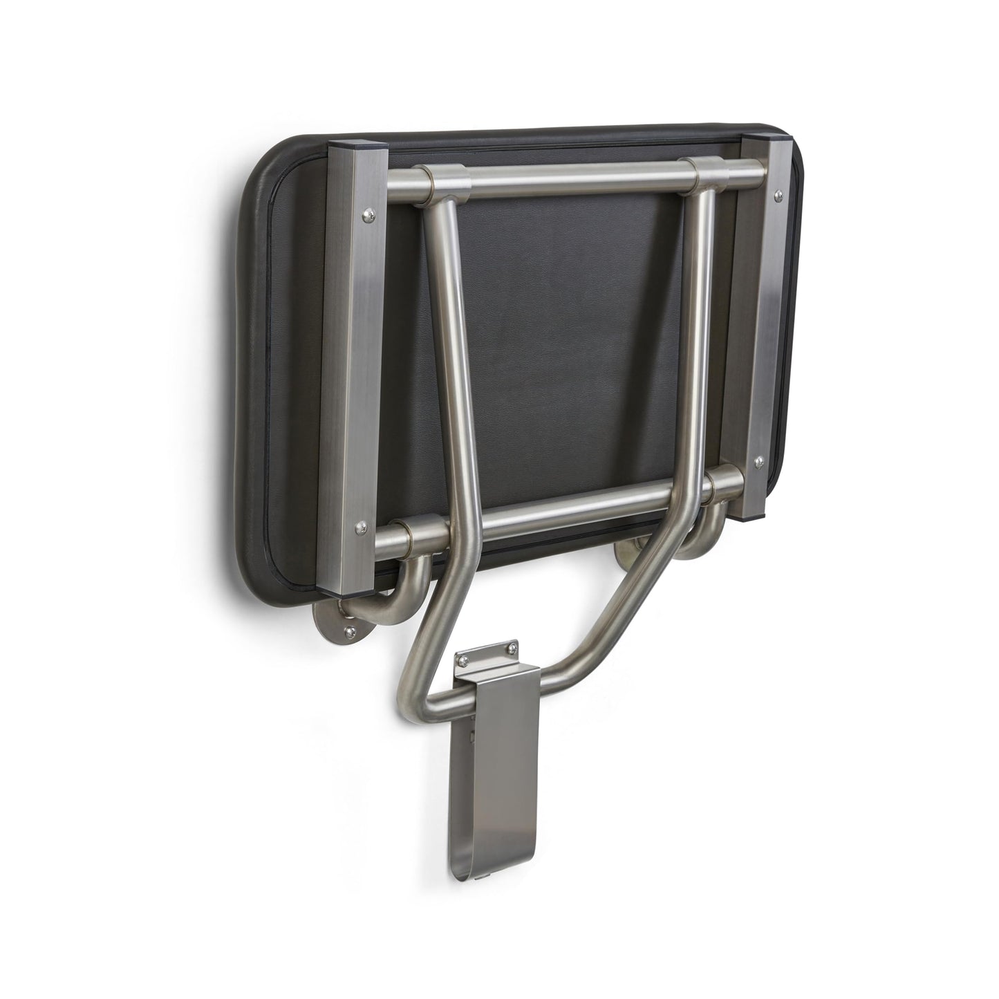 Seachrome 22" x 15" Black Padded Cushion Folding Wall Mount Bench Shower Seat, ADA Compliant