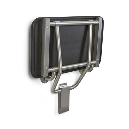 Seachrome 22" x 15" Black Padded Cushion Folding Wall Mount Bench Shower Seat, ADA Compliant