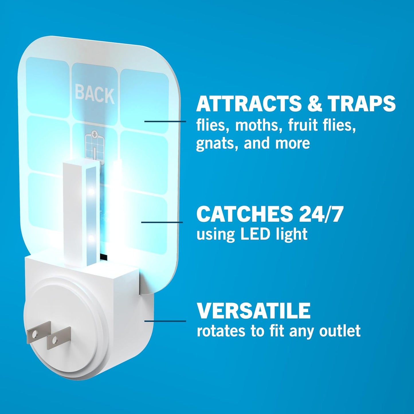Safer Home Indoor Plug-In Fly Trap - Effective Gnat & Fruit Fly Control | Covers 400 Sq Ft - Includes 1 Device & 2 Glue Cards