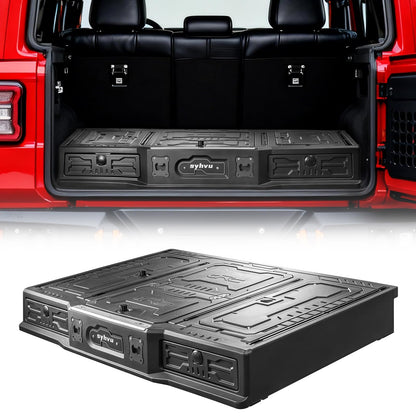 syhvu MagicBox Car Trunk Organizer for 2021-2025 Ford Bronco 4-Door, Heavy-Duty PE Storage Drawer with Hidden Lock, Fold-Flat SUV Sleeping Platform & Cargo Management System