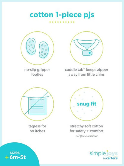 Carter's Baby Boys' Snug Fit Cotton Pajamas - 3-Pack Footed Sleepwear Set