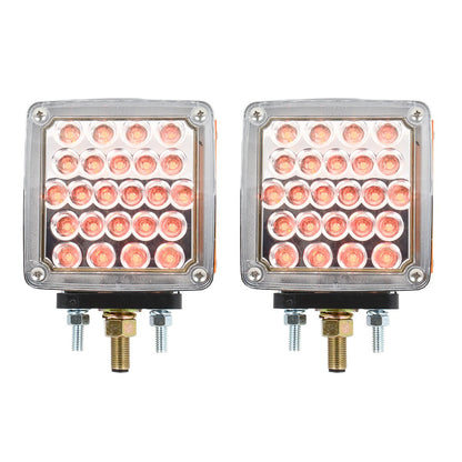 GG Grand General 77616 LED Pedestal Light (Square Double Faced Dual Function Amber/Red Pearl with Clear Lens in Twin Pack)