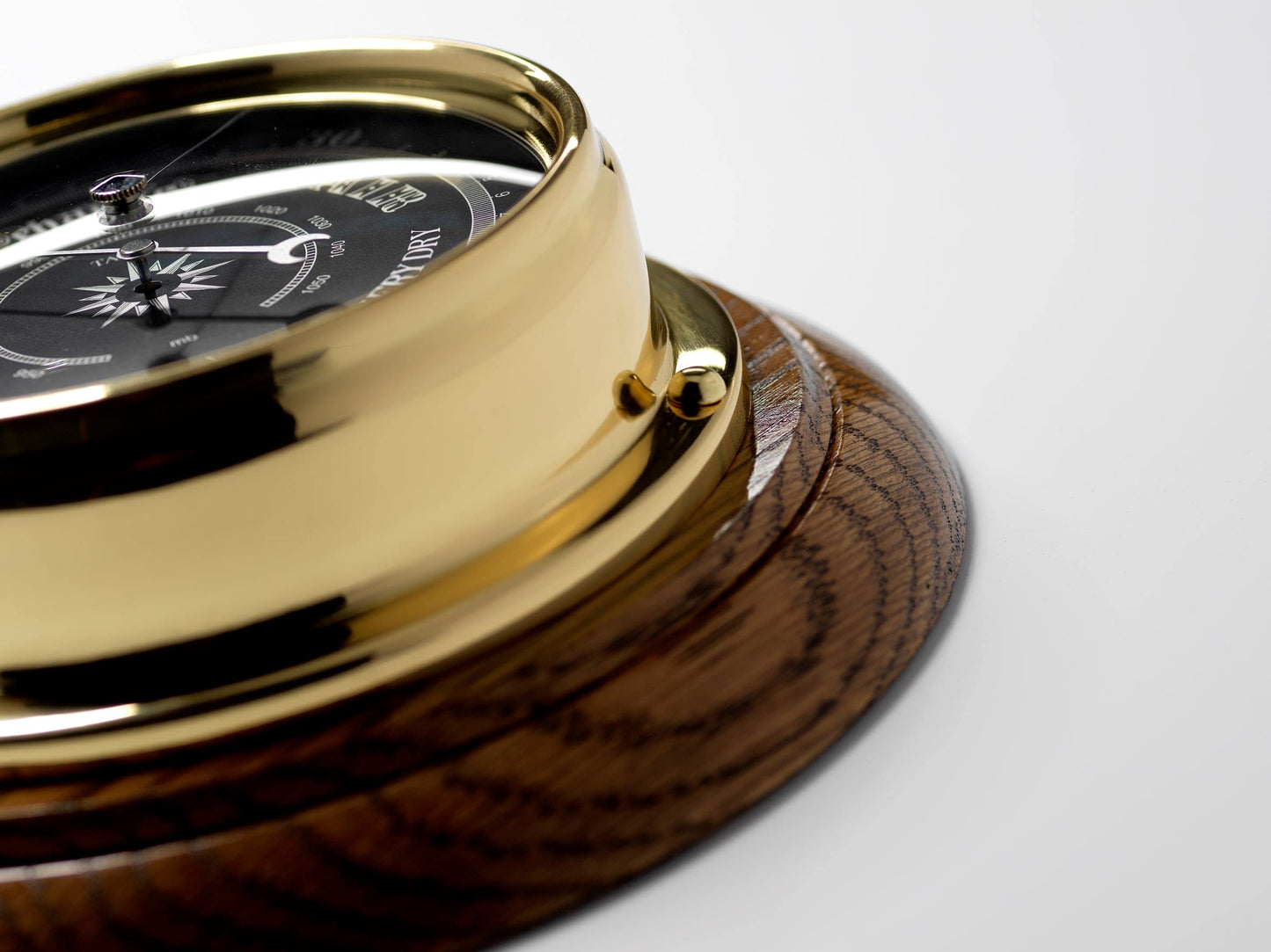 Tabic Prestige Solid Brass Traditional Barometer - Handmade in England - Mounted on a Solid English Oak Mount - Accurate Weather Forecasting - Combined Elegance and Precision