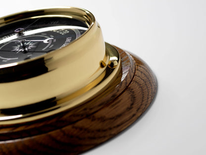Tabic Prestige Solid Brass Traditional Barometer - Handmade in England - Mounted on a Solid English Oak Mount - Accurate Weather Forecasting - Combined Elegance and Precision