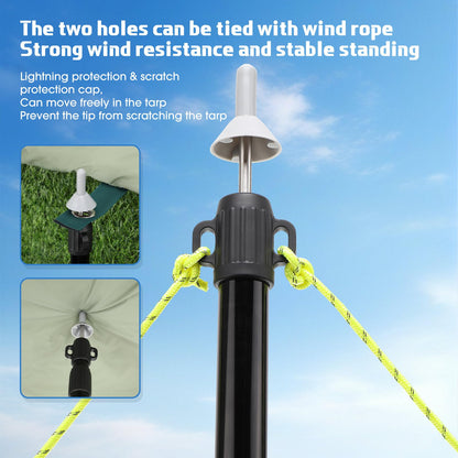 MorningRo 6 Pcs Adjustable Tarp Poles 8.2ft Telescoping Heavy Duty Aluminum Tent Poles Replacement Lightweight Portable Canopy for Tarp Outdoor Camping Hiking Backpacking Awning