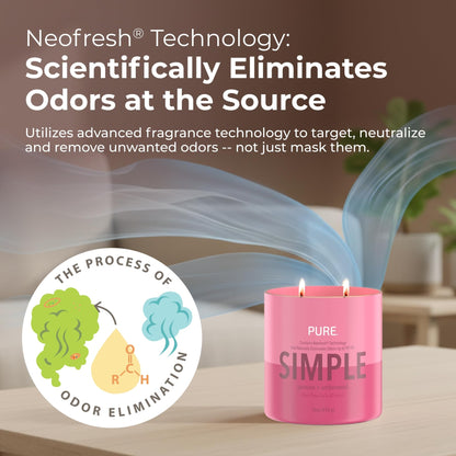 Candle-Lite Pure Jasmine & Amberwood Odor Eliminating Scented Candles, Neofresh Technology Eliminates 99.9% of Odors, 16 oz 2-Wick Jar, Proudly Poured in The USA, Up to 60 Hours Burn Time