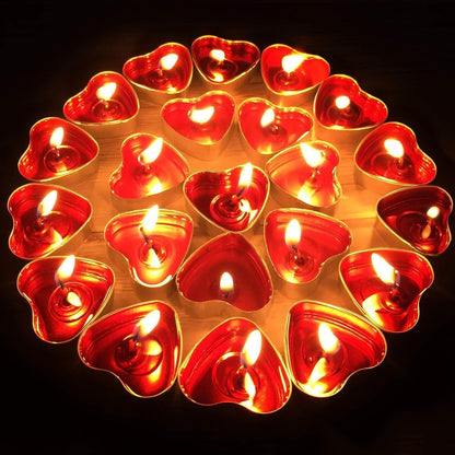 IJRPLM 50 Pack Heart Shaped Tealight Candles, Romantic Love Unscented Tea Lights Candles, Dripless & Long Lasting Smokeless, Mini Tealight Candle for Wedding Party Home Decor, Pink