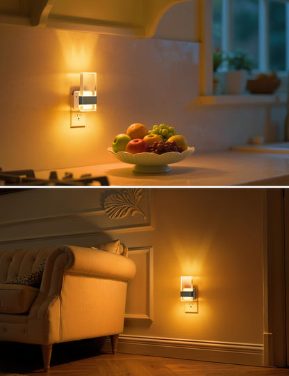 L LOHAS LED Night Lights Plug Into Wall, 2 Pack Plug in Night Light LED with Dusk to Dawn Sensor, 0-100LM Dimmable Nightlight, Wall Sconce-Style Design Nightlights for Bathroom, Hallway,Stairway,Gift