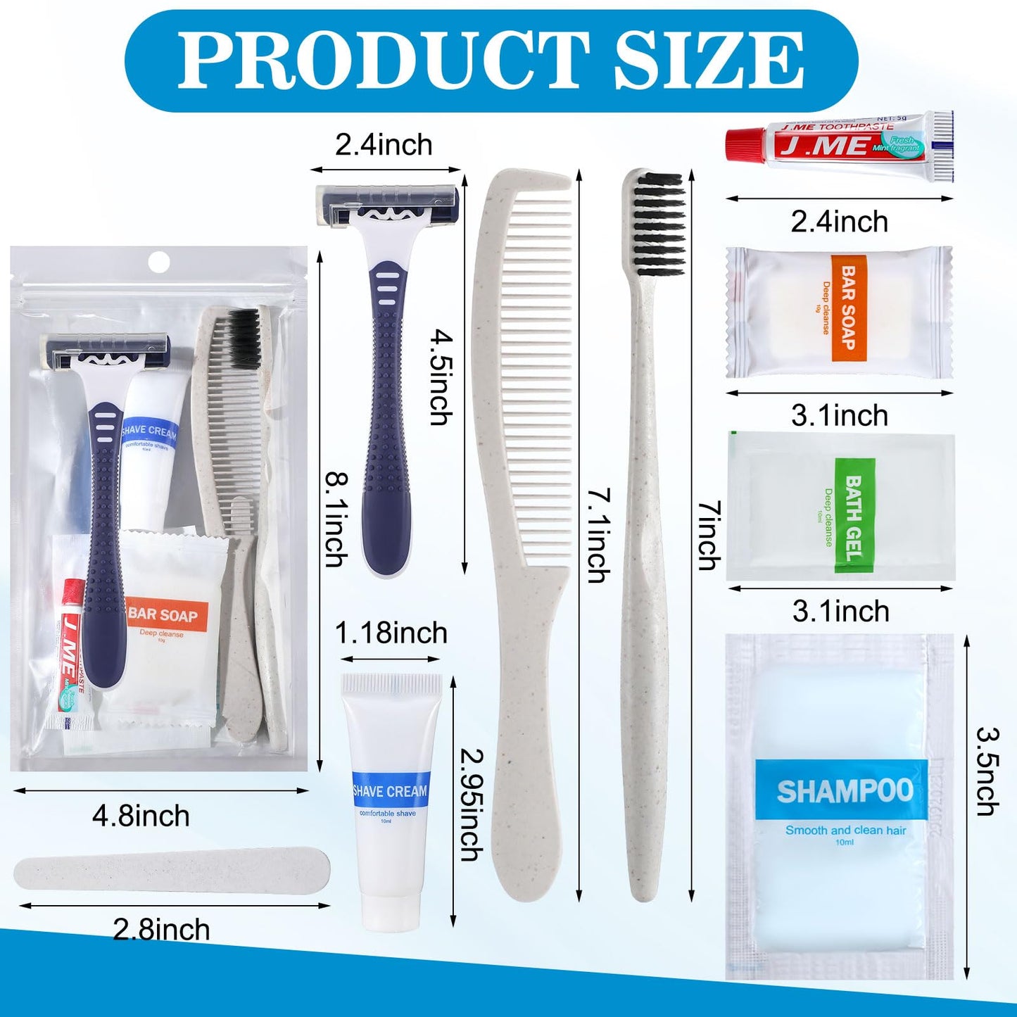 Suclain 96 Pack Hygiene Kits Bulk for Homeless Travel Size Toiletries and Dental Hygiene Kit Homeless Care Package Supplies Charity Donation Ready for Shelter Church Emergency Prep