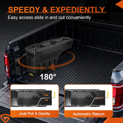 GEARLAST Truck Bed Storage Box Fit for Dodge Ram 1500 2019-2025 Drive Side, Left Toolboxs SwingCase