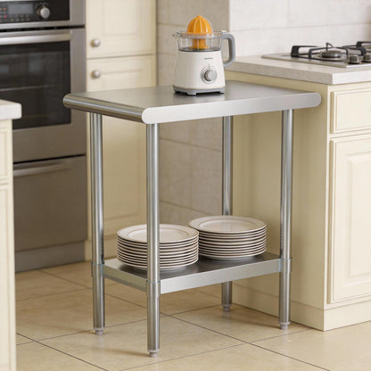 STABLEINK NSF Stainless Steel Small Table 18x30, Metal Prep & Work Table with Adjustable Undershelf, for Commercial Kitchen, Restaurant, Hotel, Bar and Garage