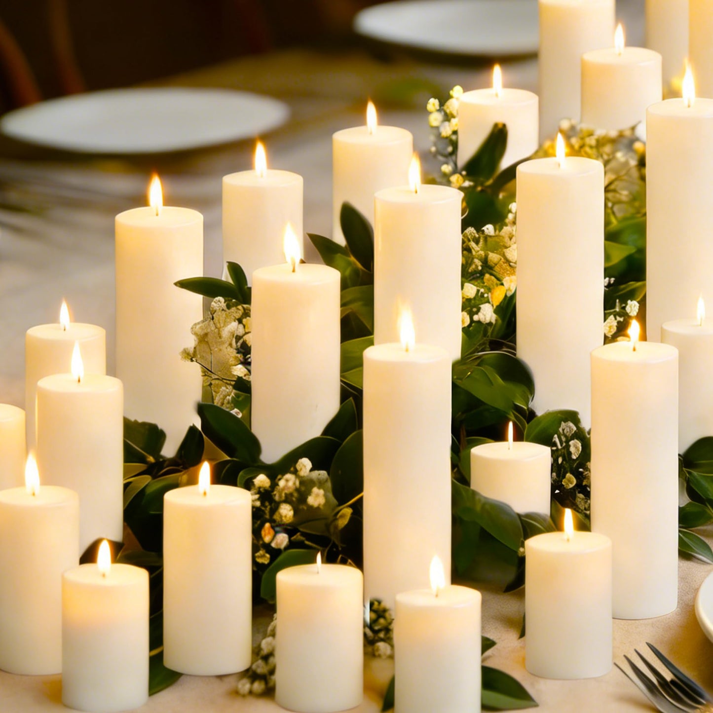 SDBALLBZ 18 Pcs Ivory Pillar Candles Bulk Set, 2x3” 2x4” 2x6” Paraffin Hurricane Candles, Unscented Dripless Smokeless, Long Burning for Party Wedding Events Home Decor