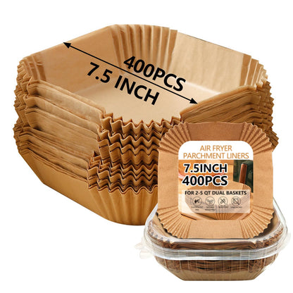 UBeesize 9-Inch Air Fryer Parchment Liners - 200 Pack, Square Non-Stick Disposable Paper Sheets for Microwave & Air Fryers, Unbleached Baking Sheets (8-Inch Base)