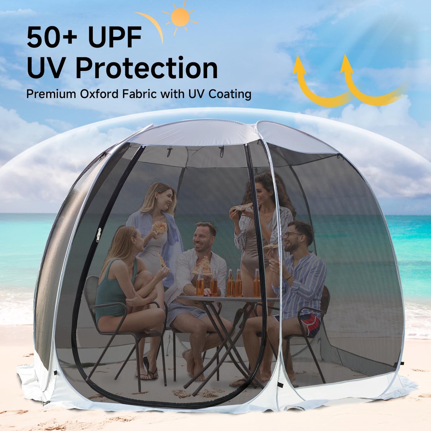 LEEDOR® Pop Up Screen House, 4-6 Person Outdoor Screen Tent, Camping Screen Room with Carry Bag, Screen Gazebo with Mosquito Netting, Instant Sun Shelter for Garden, Patio, Backyard 10'x10'