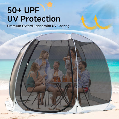 LEEDOR® Pop Up Screen House, 4-6 Person Outdoor Screen Tent, Camping Screen Room with Carry Bag, Screen Gazebo with Mosquito Netting, Instant Sun Shelter for Garden, Patio, Backyard 10'x10'