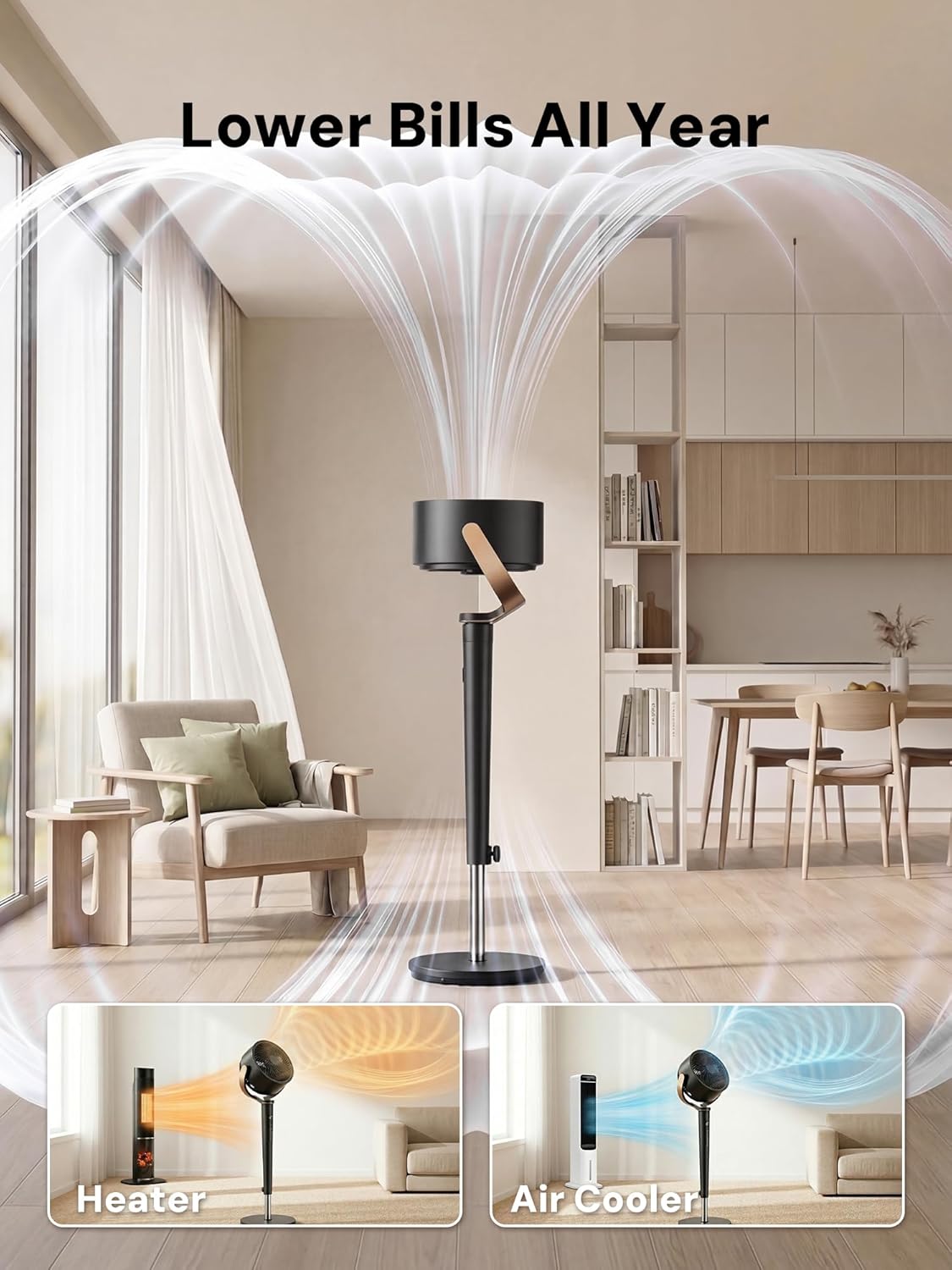 KEGIAN 38-46" Quiet Oscillating Standing Fan - 120° Rotation, 16 Speeds, Remote & Timer for Home/Office