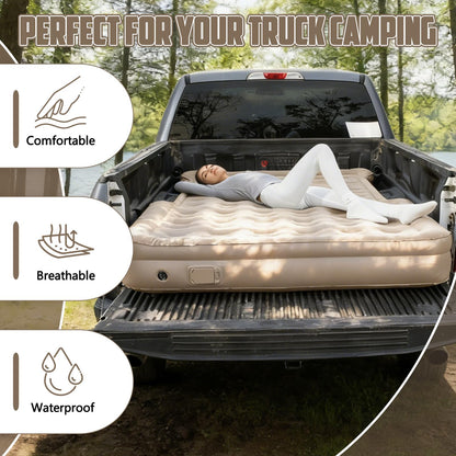 Afurkuot Truck Bed Air Mattress 6-6.5 FT Full Size, Built-in Air Pump, Inflatable Pillow, Inflatable Pickup Trucks Bed Mattress for F-150 Outdoor Camping Truck Pickup Tent Road Trip