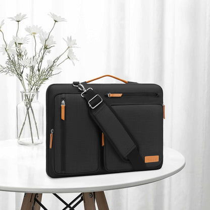 MOSISO 360 Protective Laptop Shoulder Bag,15-15.6 inch Computer Bags Compatible with MacBook Pro 16 inch, HP, Dell, Lenovo, Asus Notebook,Side Open Messenger Bag with 4 Zipper Pockets, Black