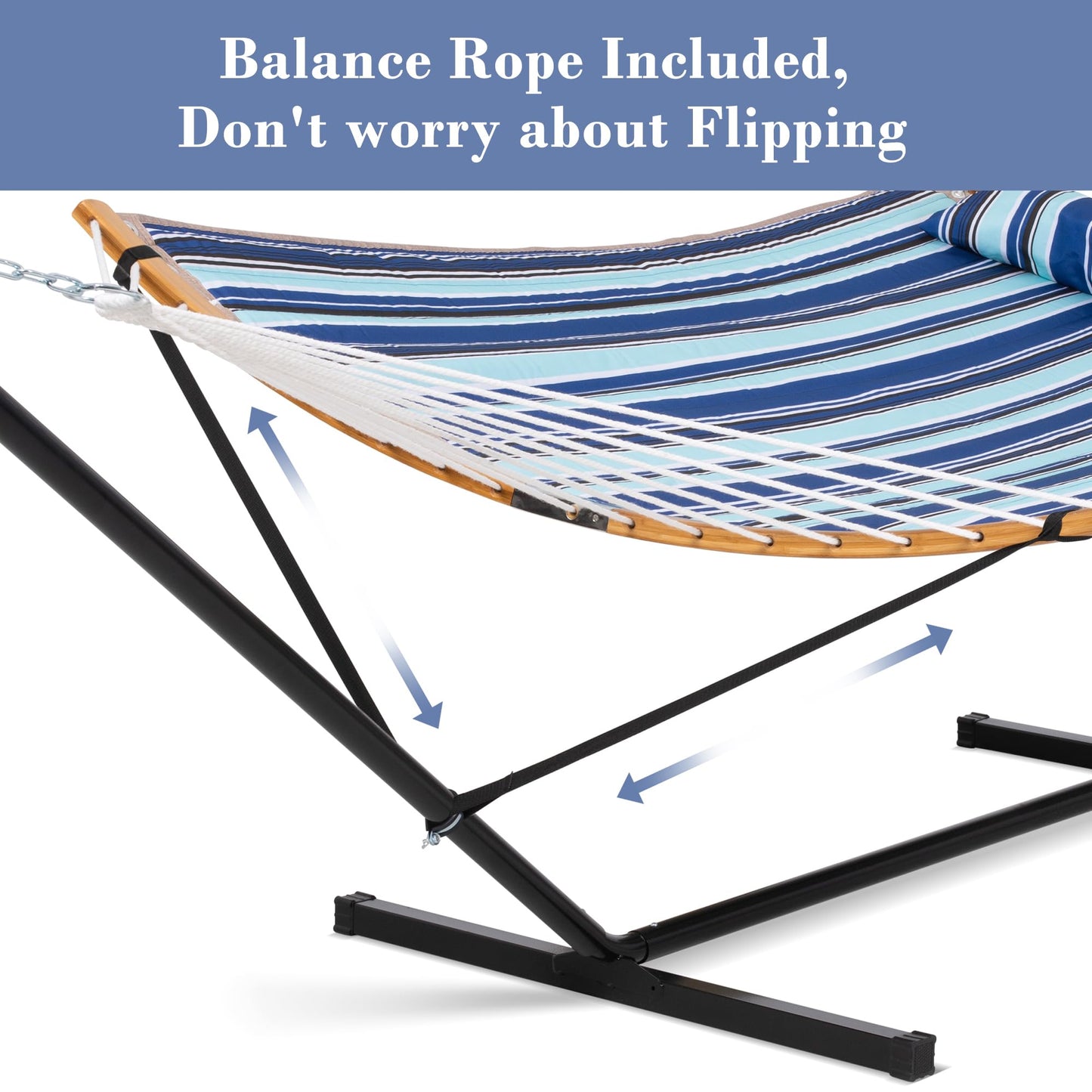 SUNCREAT 2 Person Outdoor Hammock with Curved Spreader Bar for Outdoor, Black Extra Large Hammock Bag Carrying Bag