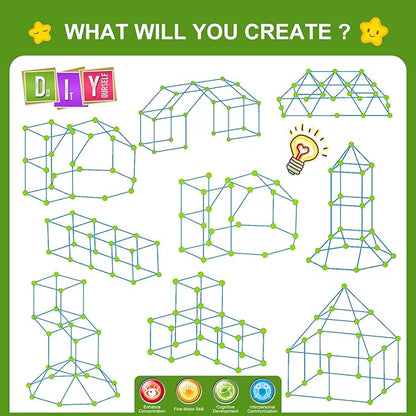 SpringFlower Fort Building Kit for KidsSTEM Construction Toys Educational Gift for 3 4 5 6 7 8 9 10 11 12 Years Old Boys and GirlsUltimate Creative Set for Indoor &amp Outdoors Activity200 PcsGr
