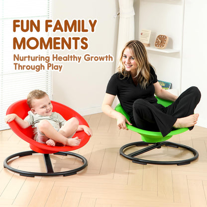 HAPPYMATY Spinning Chair for Autistic Kids, Sit and Spin Autism Toys for Age 3+, Sensory Swivel Chair Enhancing Motor Skills, Educational Indoor & Outdoor Toys (Red)