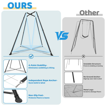 Swing Stand Frame with Sensory Pod Swings and Chair, Sensory Swing Set, X-Shaped Swing Frame, Heavy-Duty Metal Hammock Chair Stand for Adults Indoor and Outdoor 330LBS(Blue)