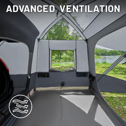 TIMBER RIDGE 5-9 Person SUV Tent with Screen Porch and Awning for Family Camping, Weather Resistant and Portable Van or Car Tent, Includes Rainfly and Storage Bag, 13' W X 10' L X 7.1' H, Grey