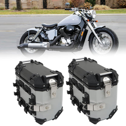 GXYWADY Universal Side Cases Motorcycle,36L Silver Aluminum Motorbike Hard Side Saddlebag Box Trunk with Support Racks