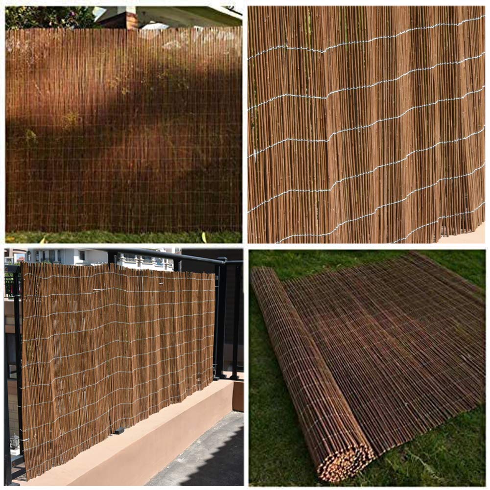 Landgarden Natural Bamboo Slat Screening, Eco-Friendly Privacy Slat Fence, Bamboo Screen Panel Roll for Balcony or as Wind and Sight Protection