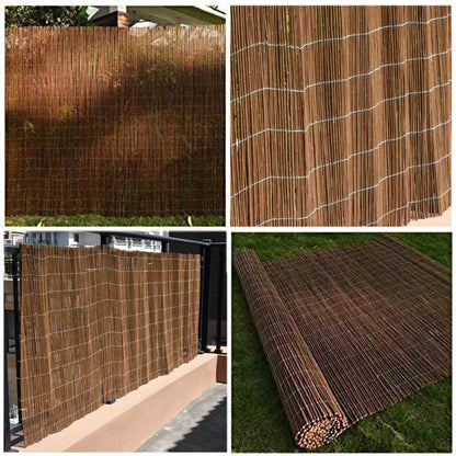 Landgarden Natural Bamboo Slat Screening, Eco-Friendly Privacy Slat Fence, Bamboo Screen Panel Roll for Balcony or as Wind and Sight Protection