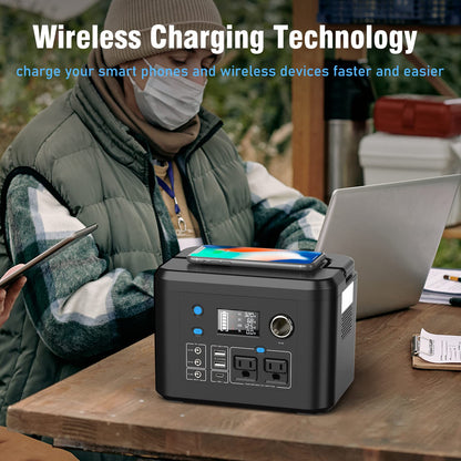 powkey Portable Power Station 350W, 260Wh/70,000mAh Backup Lithium Battery, 110V Pure Sine Wave Power Bank with 2 AC Outlets, Portable Generator for Outdoors Camping Travel Hunting Emergency