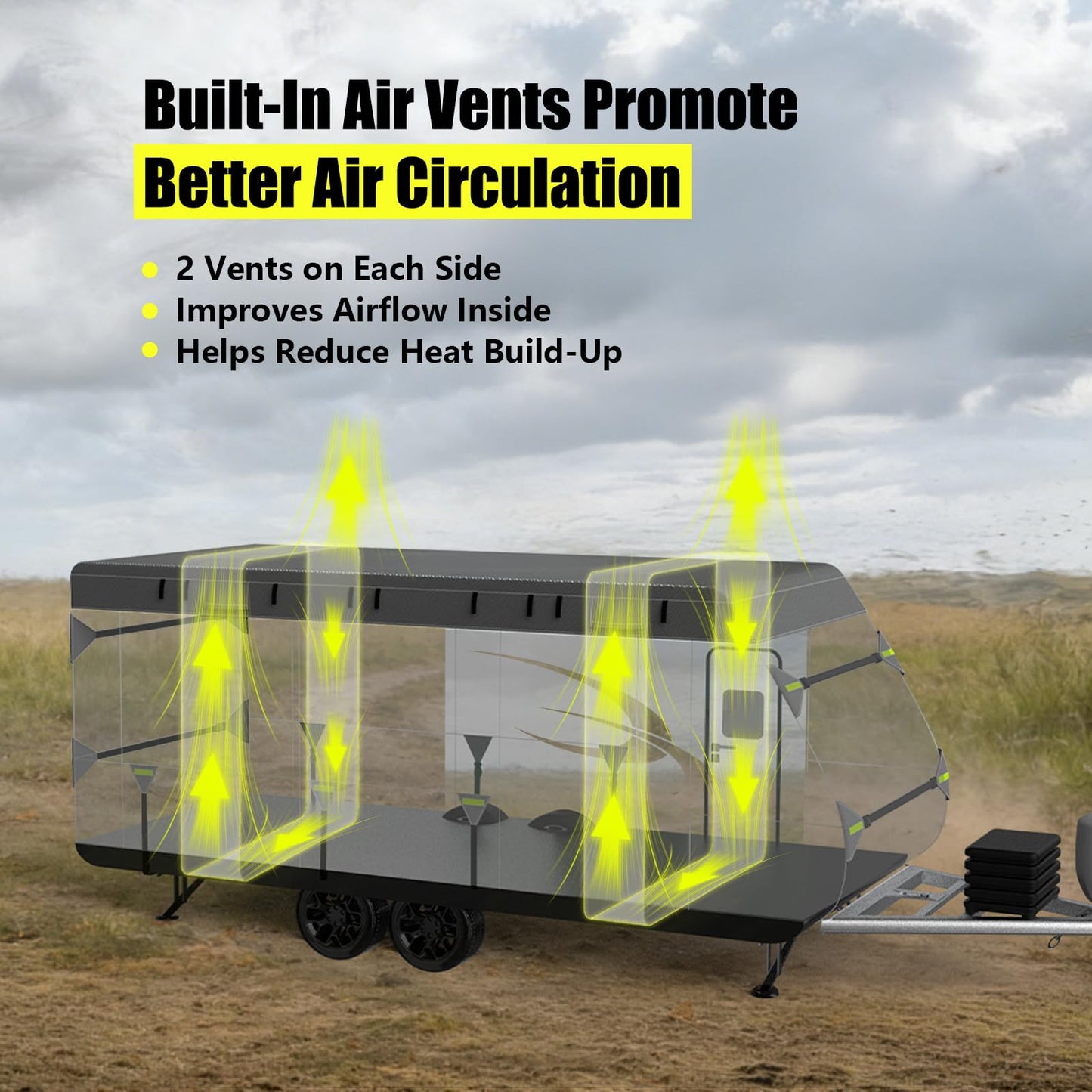 YSPACE 8-Layer Heavy Duty RV Cover 24-27 ft, Rip-Stop Travel Trailer Cover with Windproof Straps, Waterproof Camper Cover with Ventilation, Zipper Access & Full Accessories for All-Season Protection