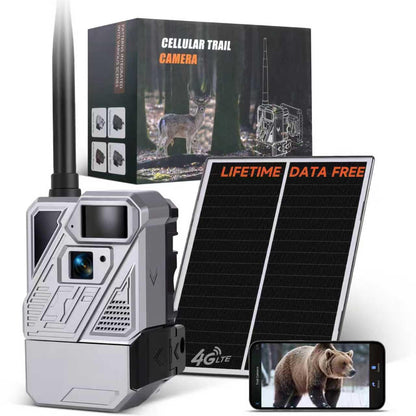 Zleo Lifetime Data-Free Cellular Hunting Trail Camera - Wildlife Game Cam Without Subscription - Remote Live Feed - Motion Activated - Low Glow IR - Solar Power - IP66 Waterproof - No Monthly Fee