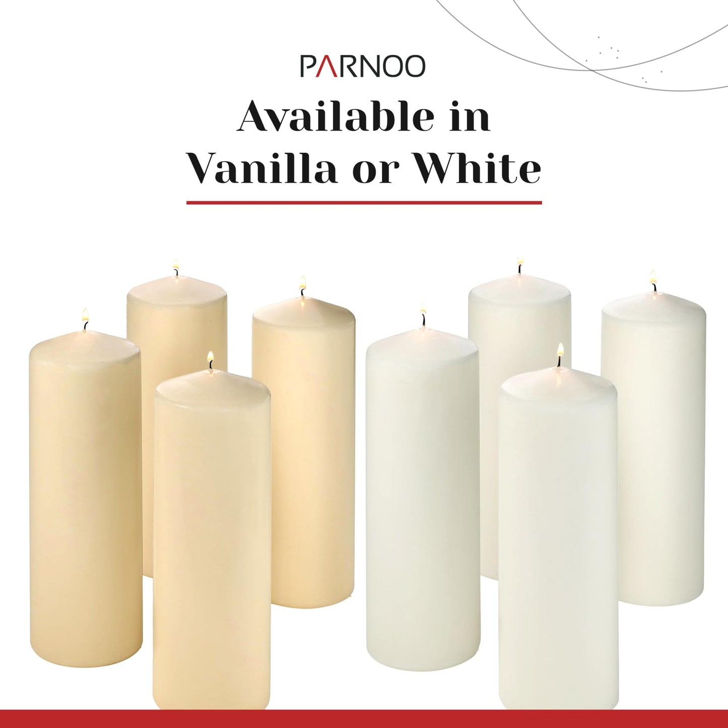 Unscented Pillar Candles - Set of 4 White Pillar Candles - 3x9 Slow Burning Large Candles for Weddings & Table Centerpieces, PARNOO