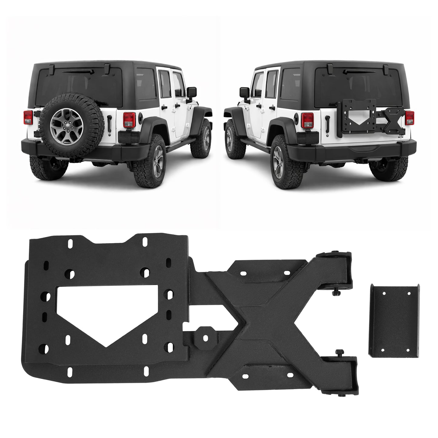 Gelacie Spare Tire Carrier Up to 37 inches Spare Wheel Compatible with 2007-2018 Jeep Wrangler JK Steel Powder Coated Black