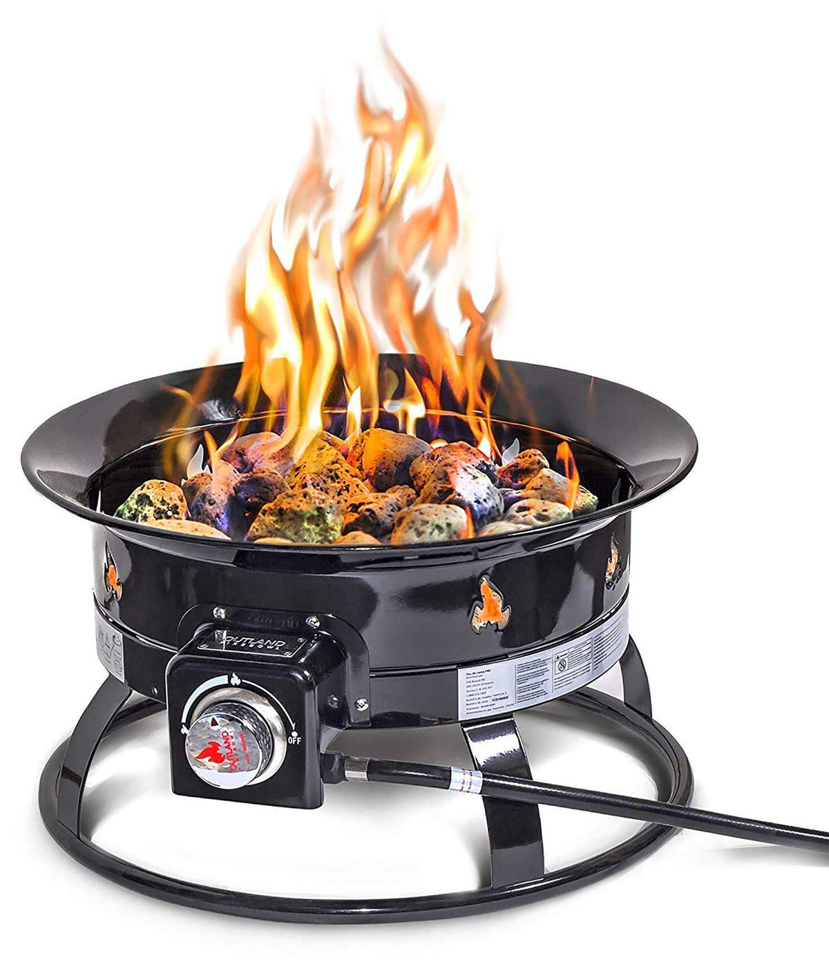 Outland Living Portable Propane Fire Pit, 19-inch, 58,000 BTU with Fire Pit Cover & Carry Kit, Smokeless Gas Firebowl | Perfect for Camping, Patio, Backyard, Tailgating, Deck, RV| Black 893 Deluxe