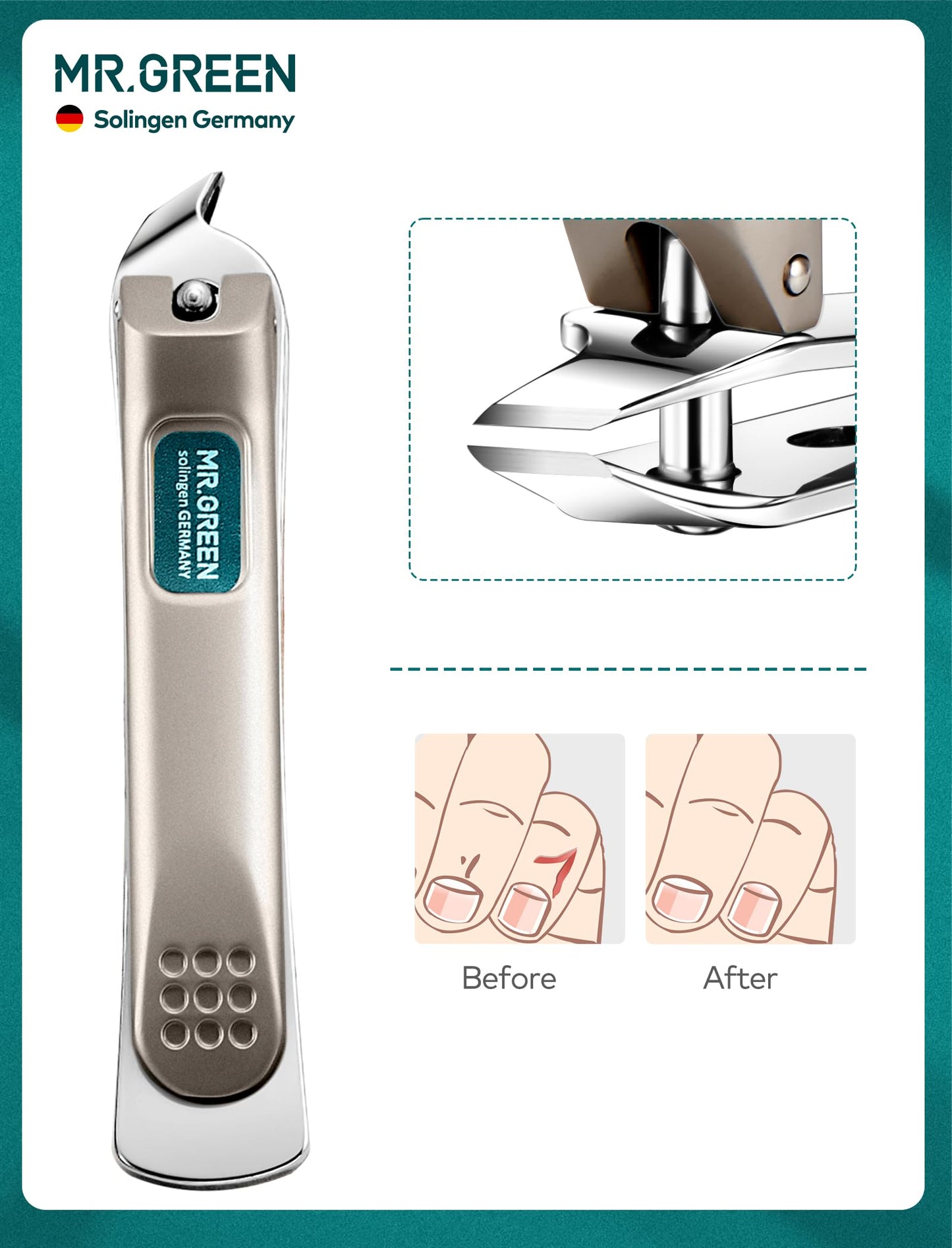 MR.GREEN Nail Clipper 4Pcs Set, Stainless Steel Manicure Pedicure Set, Medical Grade Grooming Kit with Travel Case Gift Box for Man & Woman