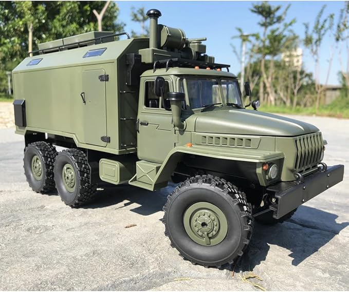 1/16 Scale RC Truck B-36 4-Channel Full-Proportional Military Remote Control Truck Car Model with Two Batteries and LED Headlights RC Gift for Army Vehilcles Lovers (Green)