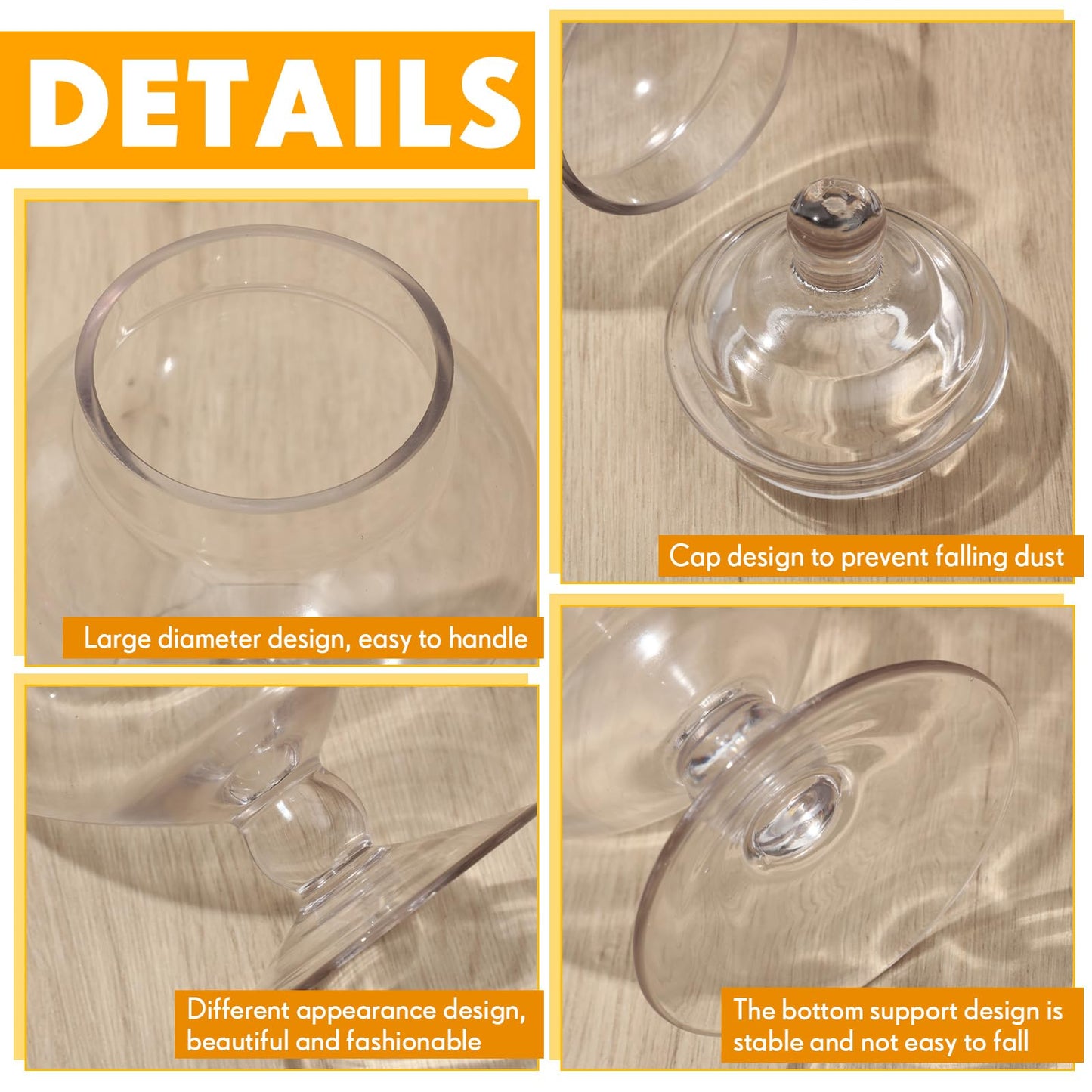 Hushee 8 Pcs Large Apothecary Candy Jars with Lids Glass Clear Candy Buffet Containers Set Apothecary Kit Candy Dishes with Lids for Bathroom Candy Bar Kitchen Decoration