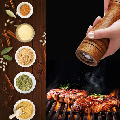 Gulex® Wood Pepper Grinder Pepper Mill,Adjustable Coarseness 8 Inch Wooden Peppermill, Ceramic Grinding Mechanism Salt Mill Refillable (1 pack)