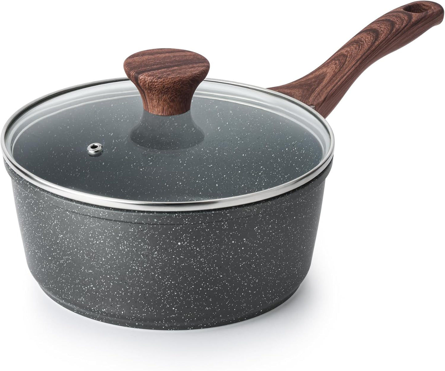 SENSARTE Nonstick Saucepan - 2.0 Quart Small Pot with Swiss Granite Coating & Stay-Cool Handle
