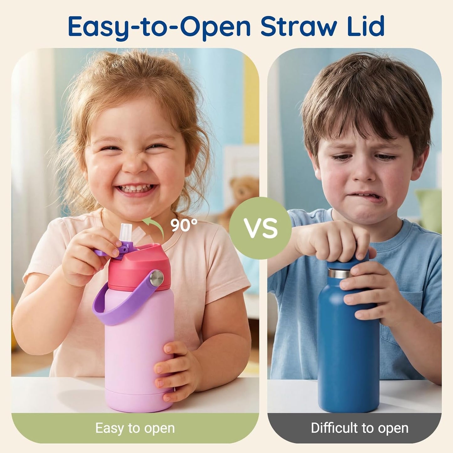 Mommore Kids Water Bottle - 12 oz Insulated Stainless Steel, Leakproof & BPA-Free, Green